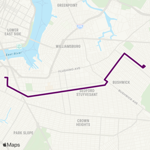 MTA Brooklyn Ridgewood - Downtown Brooklyn map