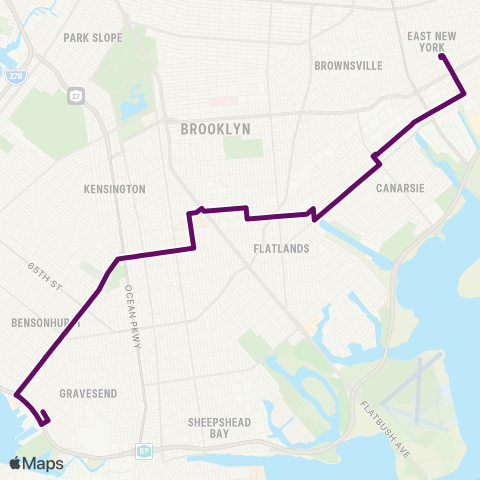 MTA Brooklyn Bath Beach - East New York map