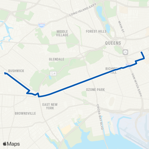 MTA Queens Bedford Stuyvesant - Jamaica map