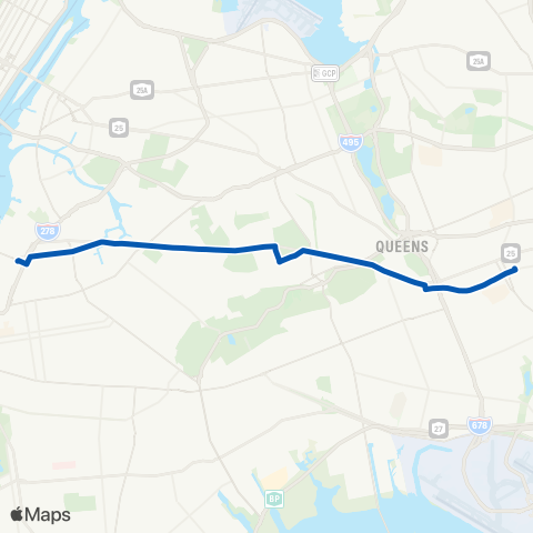 MTA Queens Williamsburg - Jamaica map