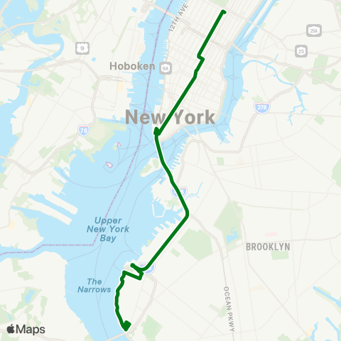 MTA Express Bay Ridge - Manhattan Express map