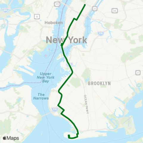 MTA Express Sea Gate / Bensonhurst - Manhattan Exp map