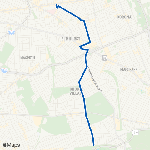 MTA Queens Elmhurst - Glendale map