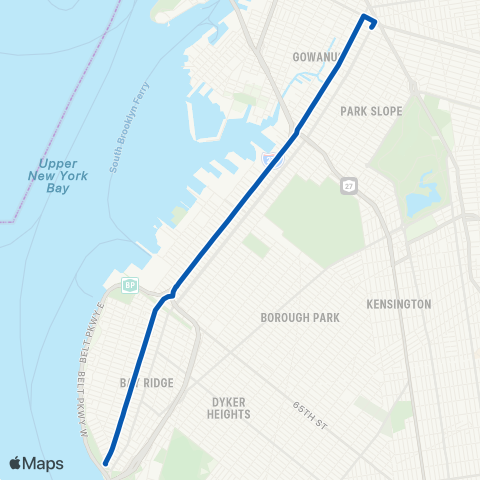 MTA Brooklyn Downtown Brooklyn - Bay Ridge map