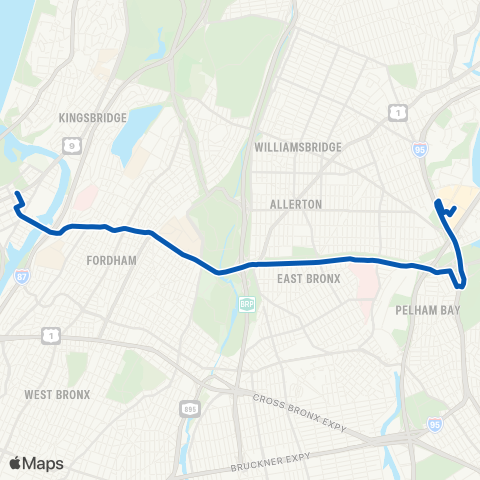 MTA Bronx Pelham Bay - Inwood map