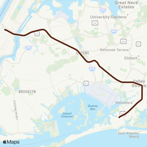 Long Island Rail Road Far Rockaway Branch map