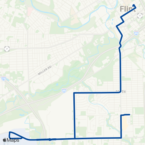 MTA Flint Fenton Road map