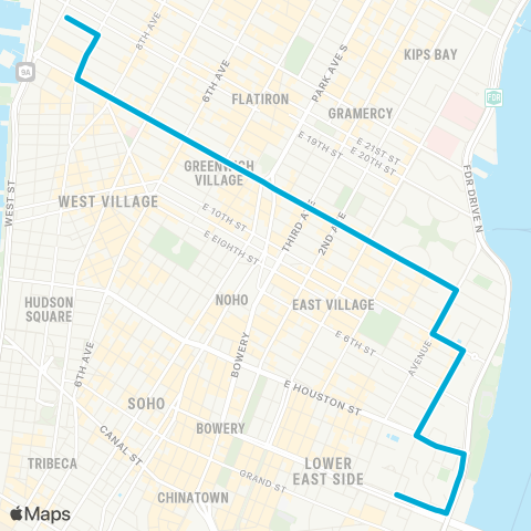 MTA Manhattan Lower East Side - Abingdon Sq map