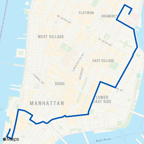 MTA Manhattan Battery Park City - Kips Bay map