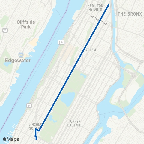 MTA Manhattan Harlem - Columbus Circle map