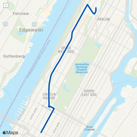 MTA Manhattan West Harlem - Times Square map
