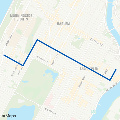 MTA Manhattan West Side - East Harlem map
