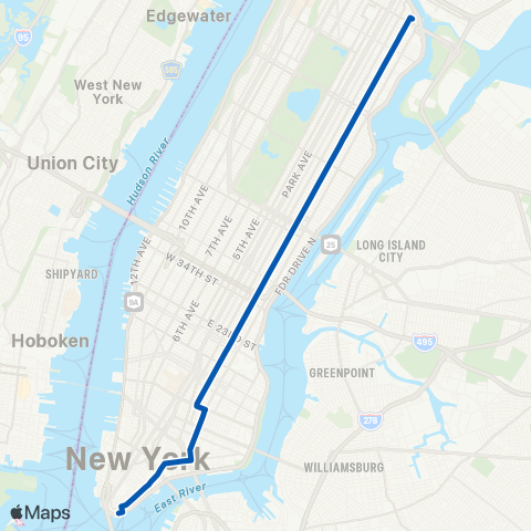 MTA Manhattan East Harlem - South Ferry map