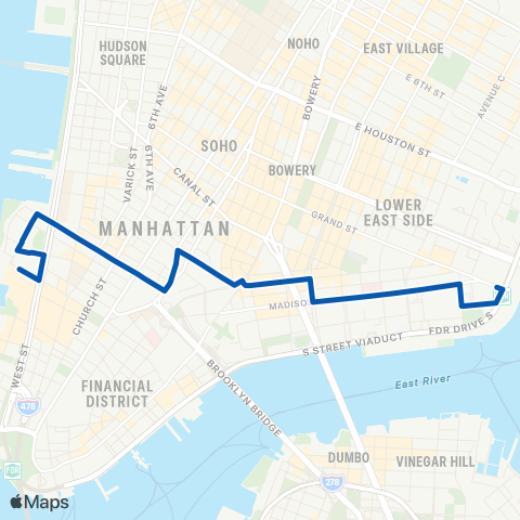 MTA Manhattan Lower East Side - Battery Park City map