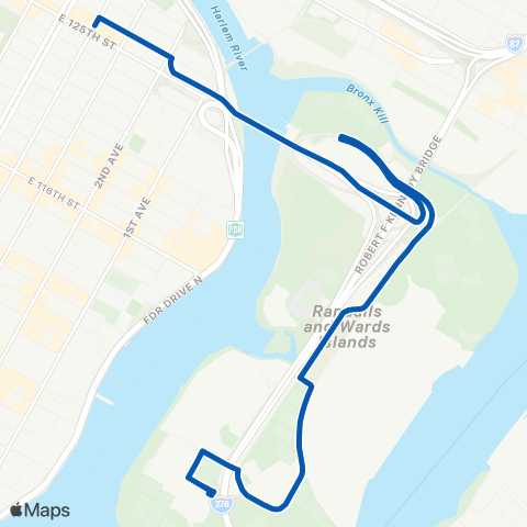 MTA Manhattan Ward's Island - East Harlem map