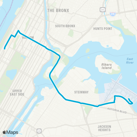 MTA Manhattan West Side - LaGuardia Airport map