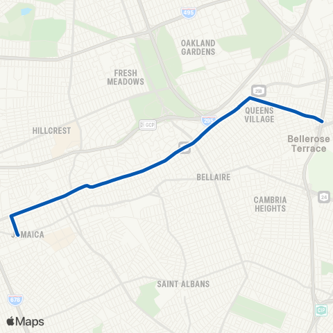MTA Queens Bellerose - Jamaica map