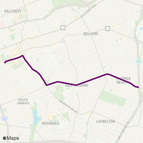 MTA Queens Cambria Heights - Jamaica map