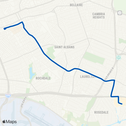 MTA Queens Laurelton - Jamaica map