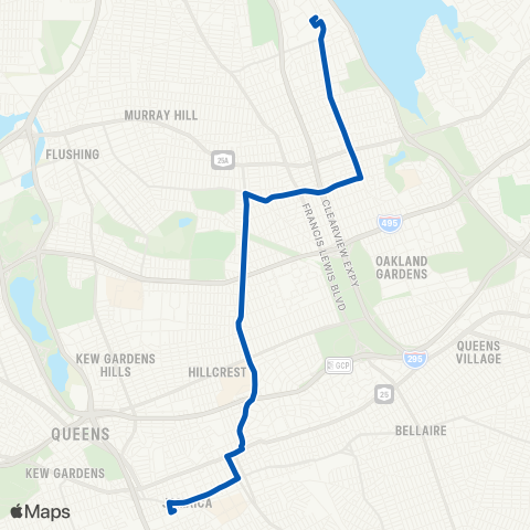 MTA Queens Bayside - Jamaica map