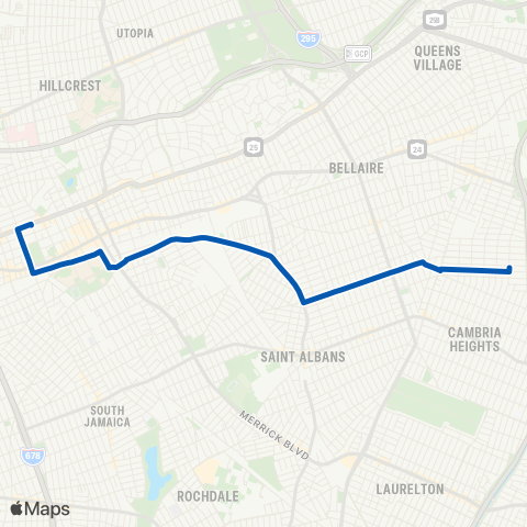 MTA Queens Cambria Heights - Jamaica map