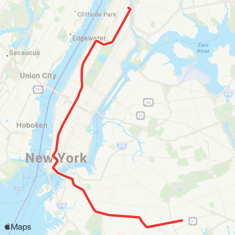 NYC Subway 7 Avenue Express map