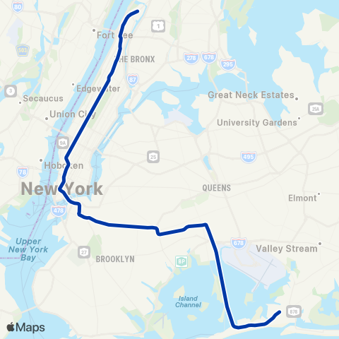 NYC Subway 8 Avenue Express map