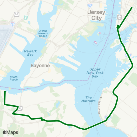 MTA Express Mariners Harbor - Lower Manhattan Exp map