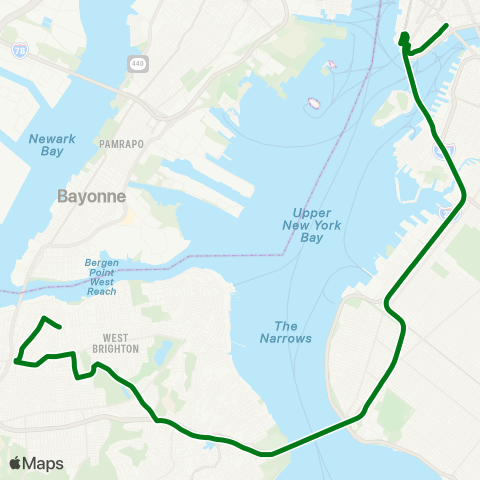 MTA Express Port Richmond - Lower Manhattan Express map