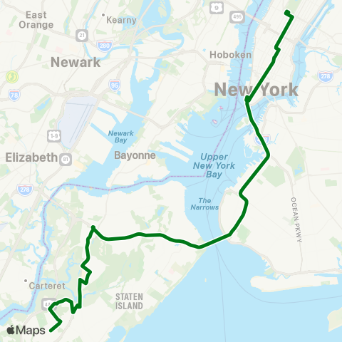 MTA Express Eltingville - Lower Manhattan Express map