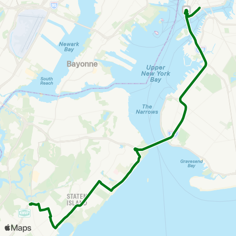 MTA Express Eltingville - Lower Manhattan Express map