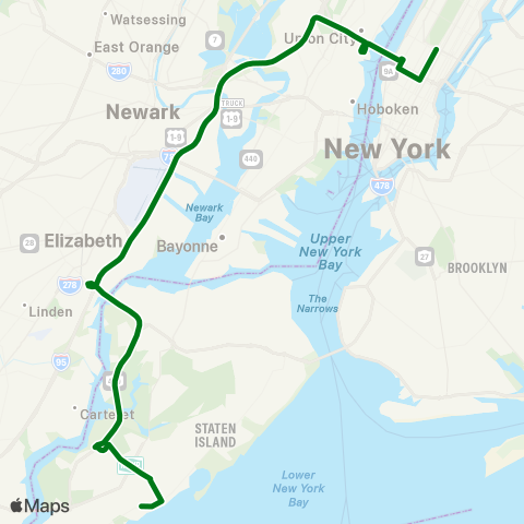 MTA Express Annadale - Midtown Manhattan Express map