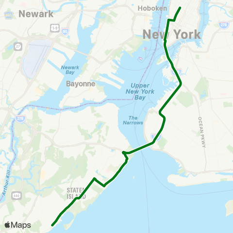 MTA Express Eltingville - Greenwich Village Express map