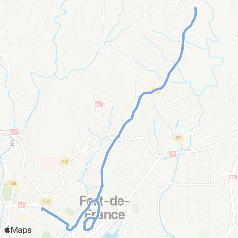 Martinique Transport - Zone Centre Fontaine Moutte - Nardal map