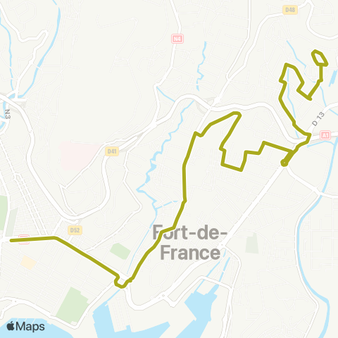 Martinique Transport - Zone Centre Calebasse Reneville Clémenceau map