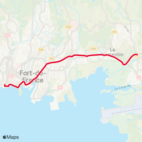 Martinique Transport - Zone Centre Mahault - Almadies BKL map