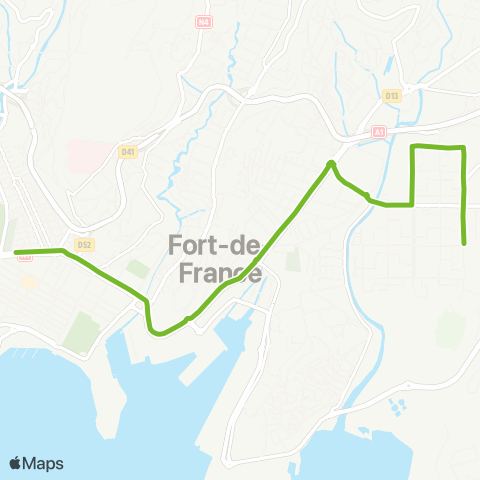 Martinique Transport - Zone Centre Cité Dillon - Gare Clémenceau map