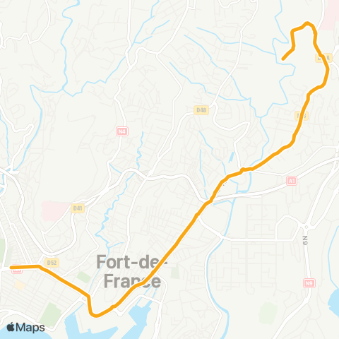 Martinique Transport - Zone Centre Voix de ville Clémenceau map