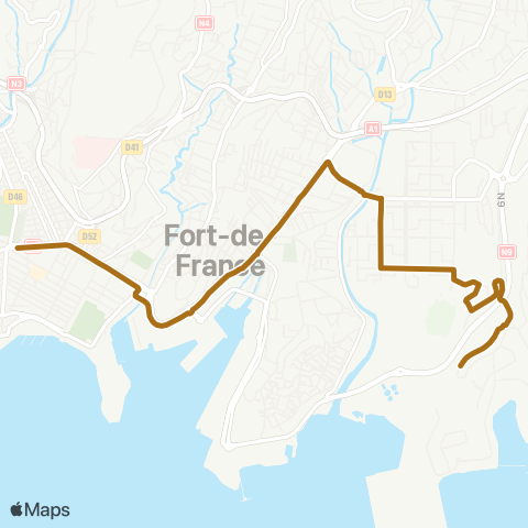 Martinique Transport - Zone Centre Étang Z'Abricot Clémenceau map
