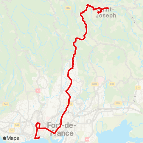 Martinique Transport - Zone Centre Pointe Simon St Joseph map