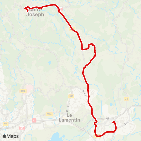 Martinique Transport - Zone Centre Petit Manoir Beleme St Joseph map
