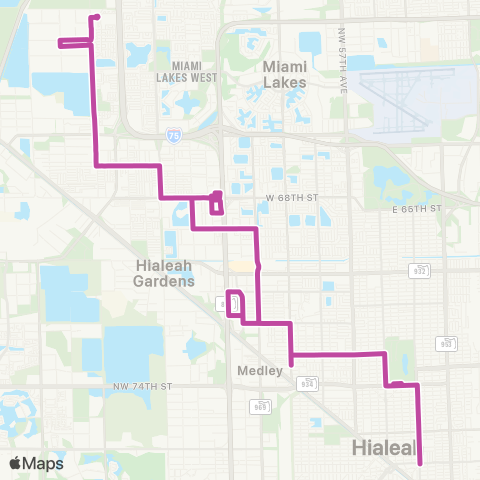 Hialeah Bus City of Hialeah Transit (Flamingo) map