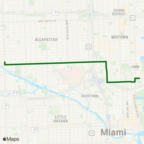 Miami Trolley City of Miami - Allapattah Route map