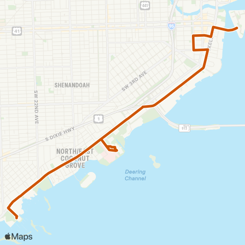 Miami Trolley City of Miami - Brickell Route map