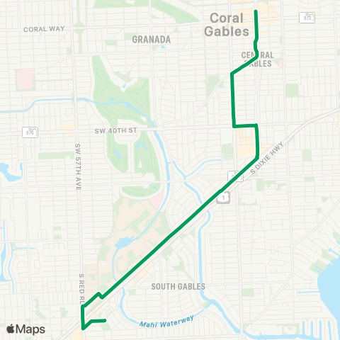 Miami Trolley City of Coral Gables Downtown Xpres map