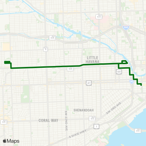 Miami Trolley City of Miami - Little Havana Route map