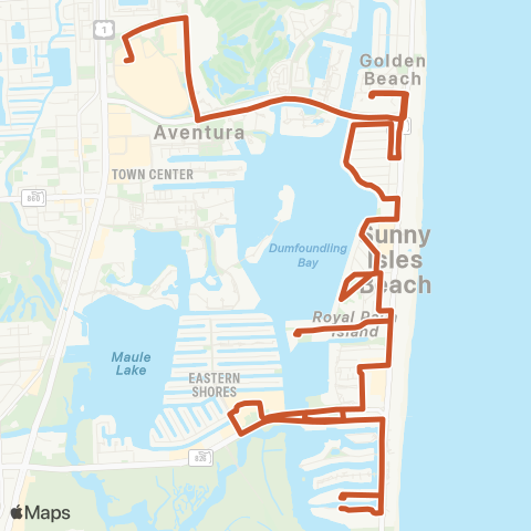 Miami Trolley City of Sunny Isles Beach Orange Rt map