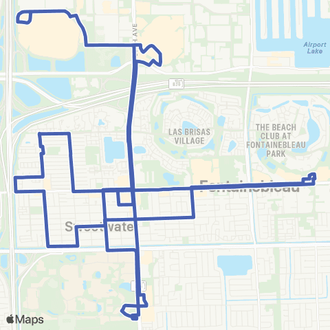 Miami Trolley City of Sweetwater Trolley A Route map