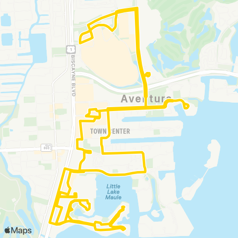 Miami Trolley City of Aventura Exp (Yellow) map