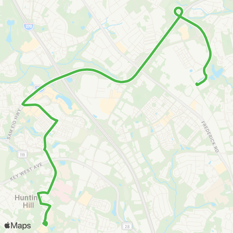 Ride On Shady Grove-Traville Transit map